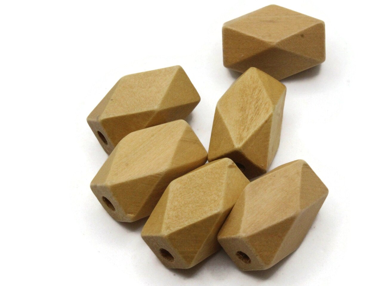 6 22mm Light Brown Large Hole Wood Vintage Macrame Rectangle Beads